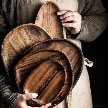 Solid Wood Round Dinner Plates